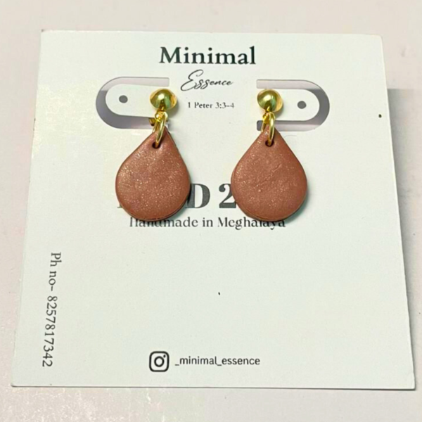 Handcrafted Clay Teardrop Earrings Brown
