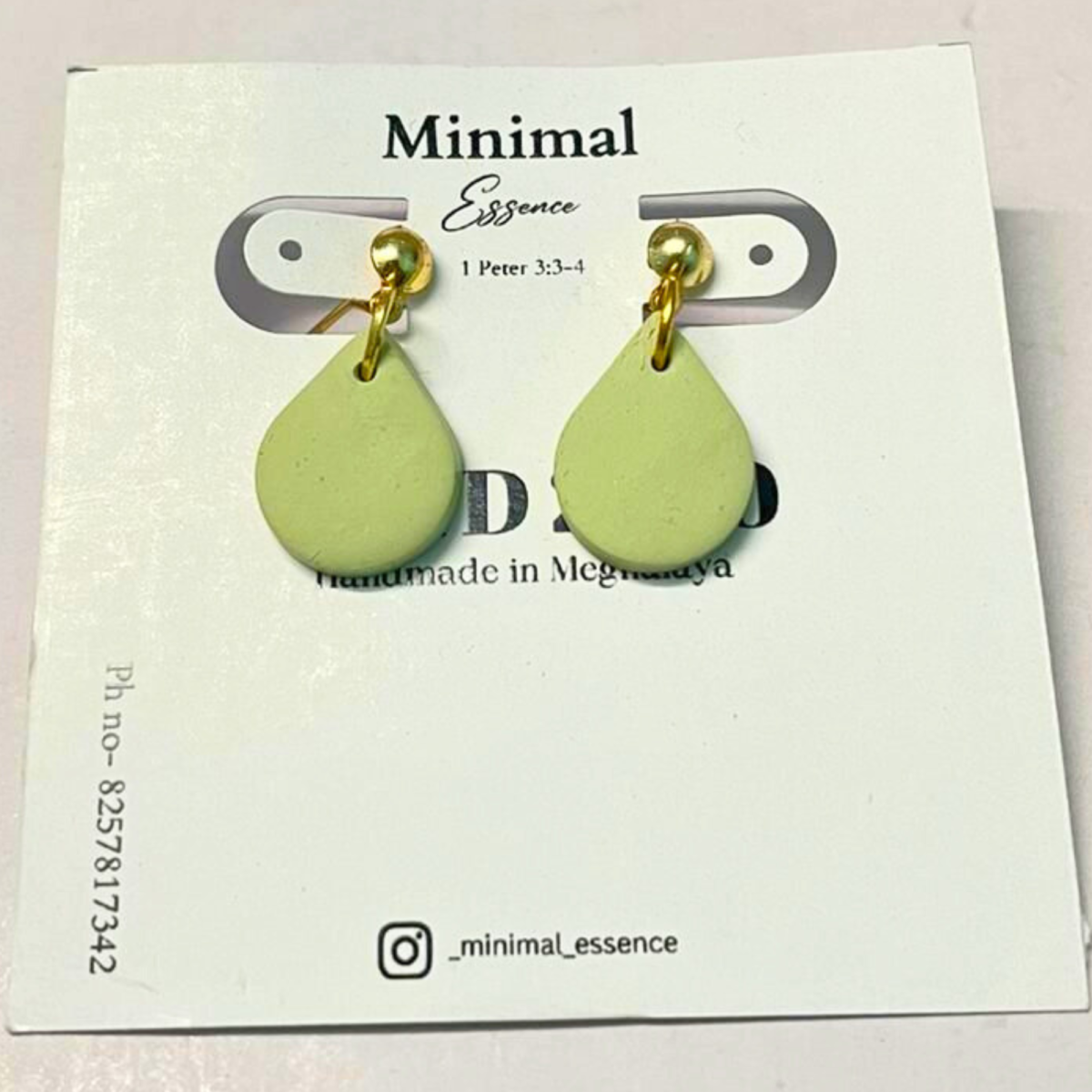 Handcrafted Clay Teardrop Earrings Green